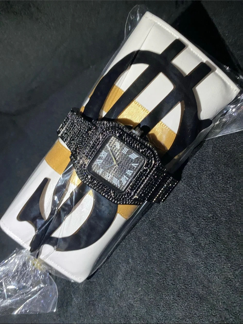 Executive luxury lab diamond ice watch black